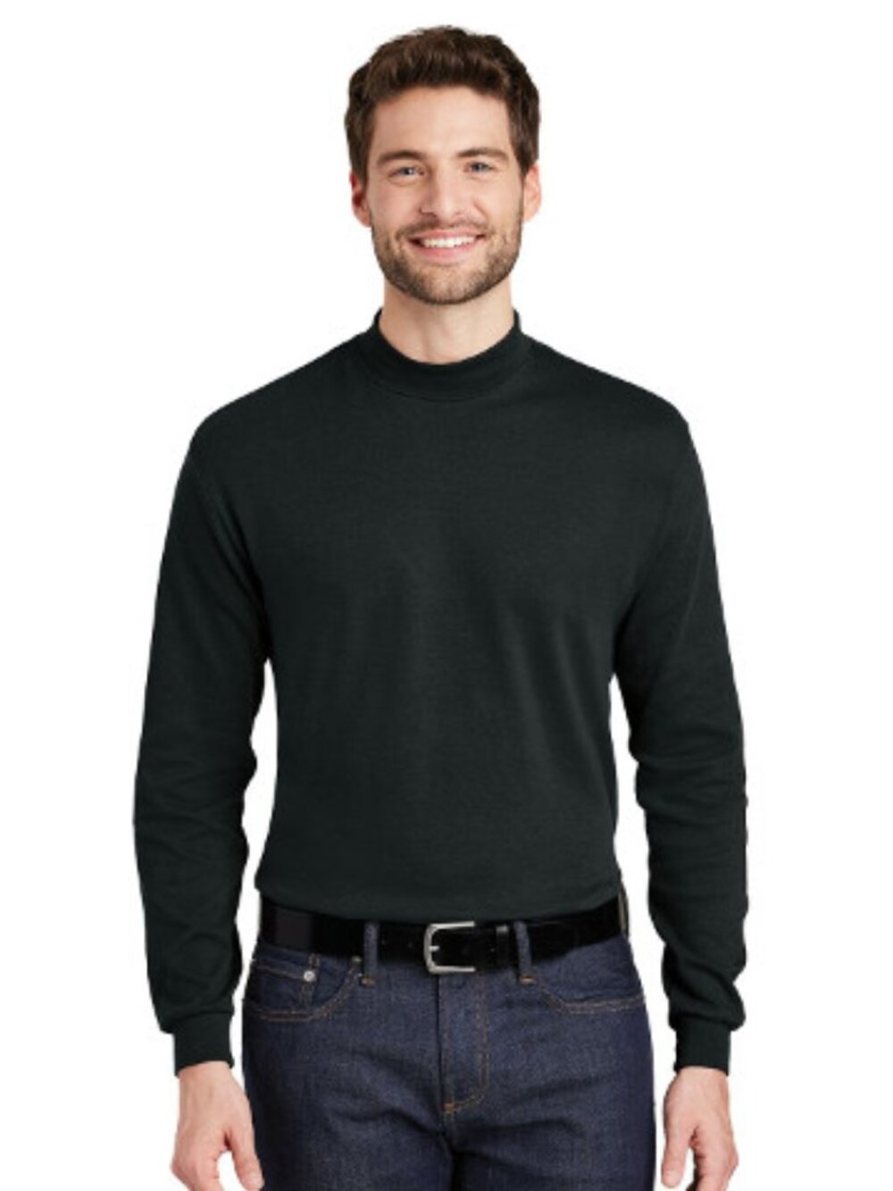 Port Authority Interlock Knit Mock Turtleneck.  K321 - Black
